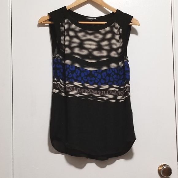 NWT. Warehouse 🇬🇧 Flowy Patterned Tank Top - Picture 1 of 4